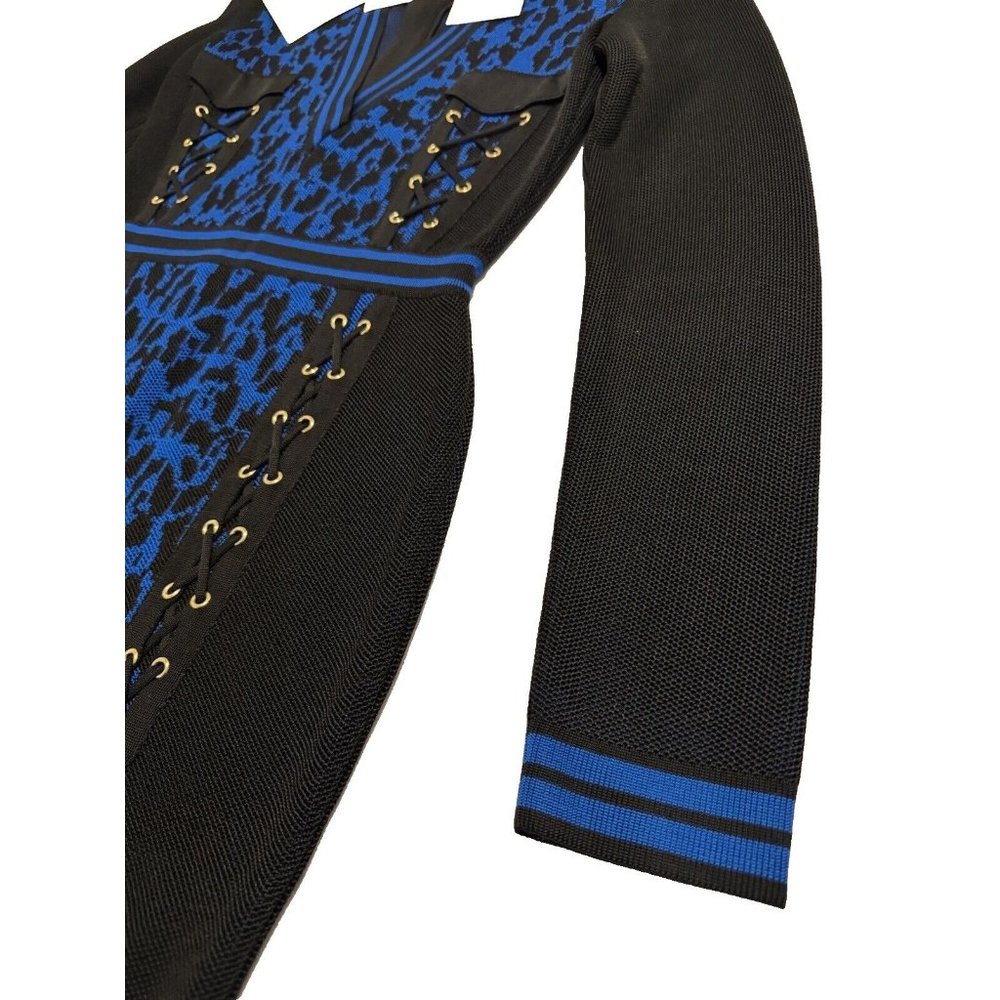 Balmain Blue and Black Mini Dress - Picture 7 of 16